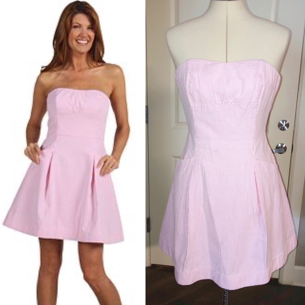 Lilly Pulitzer Blossom Dress seersucker hotty pink size 6